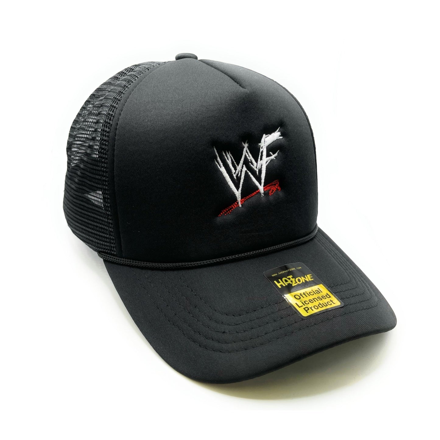 90s Retro WWF Mesh Trucker Snapback (Black) - Hat Supreme