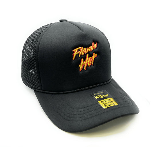 Flamin Hot Mesh Trucker Snapback (Black) - Hat Supreme