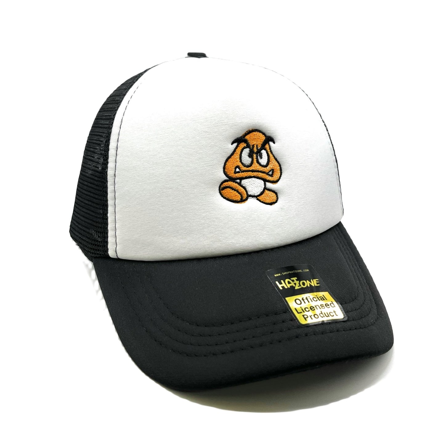Goomba Mesh Trucker Snapback (White/Black) - Hat Supreme