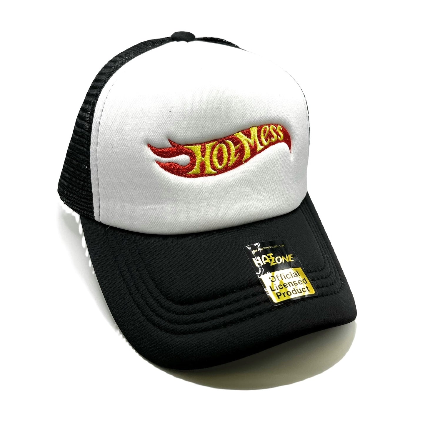 Hot Mess Mesh Trucker Snapback (White/Black) - Hat Supreme