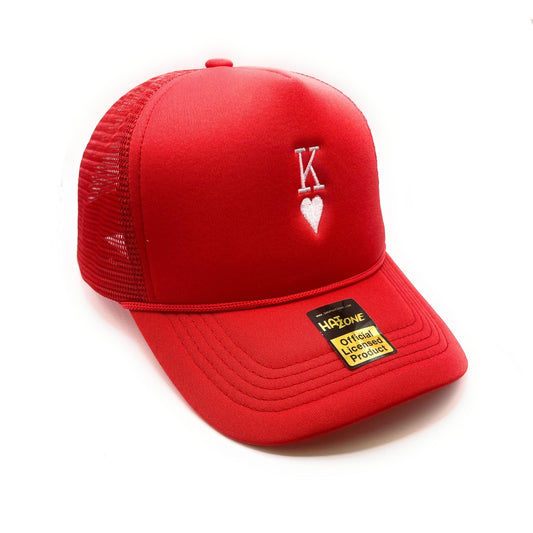 King of Hearts Mesh Trucker Snapback (Red) - Hat Supreme