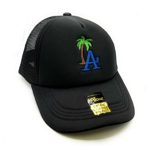 LA Palms Mesh Trucker Snapback (Black) - Hat Supreme