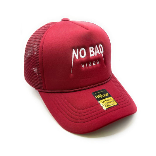 No Bad Vibes Mesh Trucker Snapback (Burgundy) - Hat Supreme