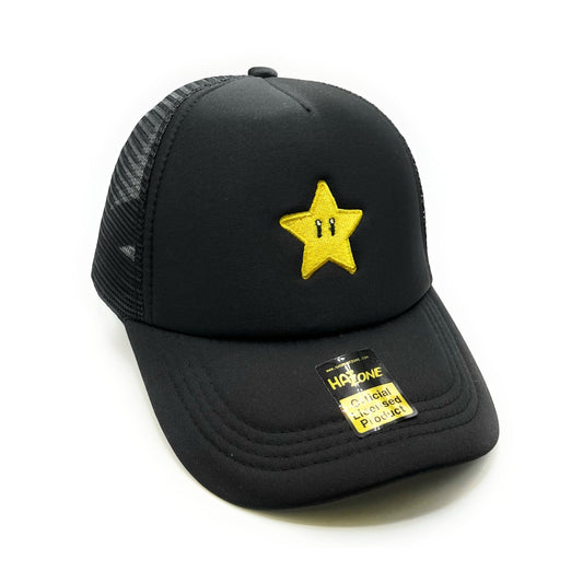 Power Up Star Mesh Trucker Snapback (Black) - Hat Supreme