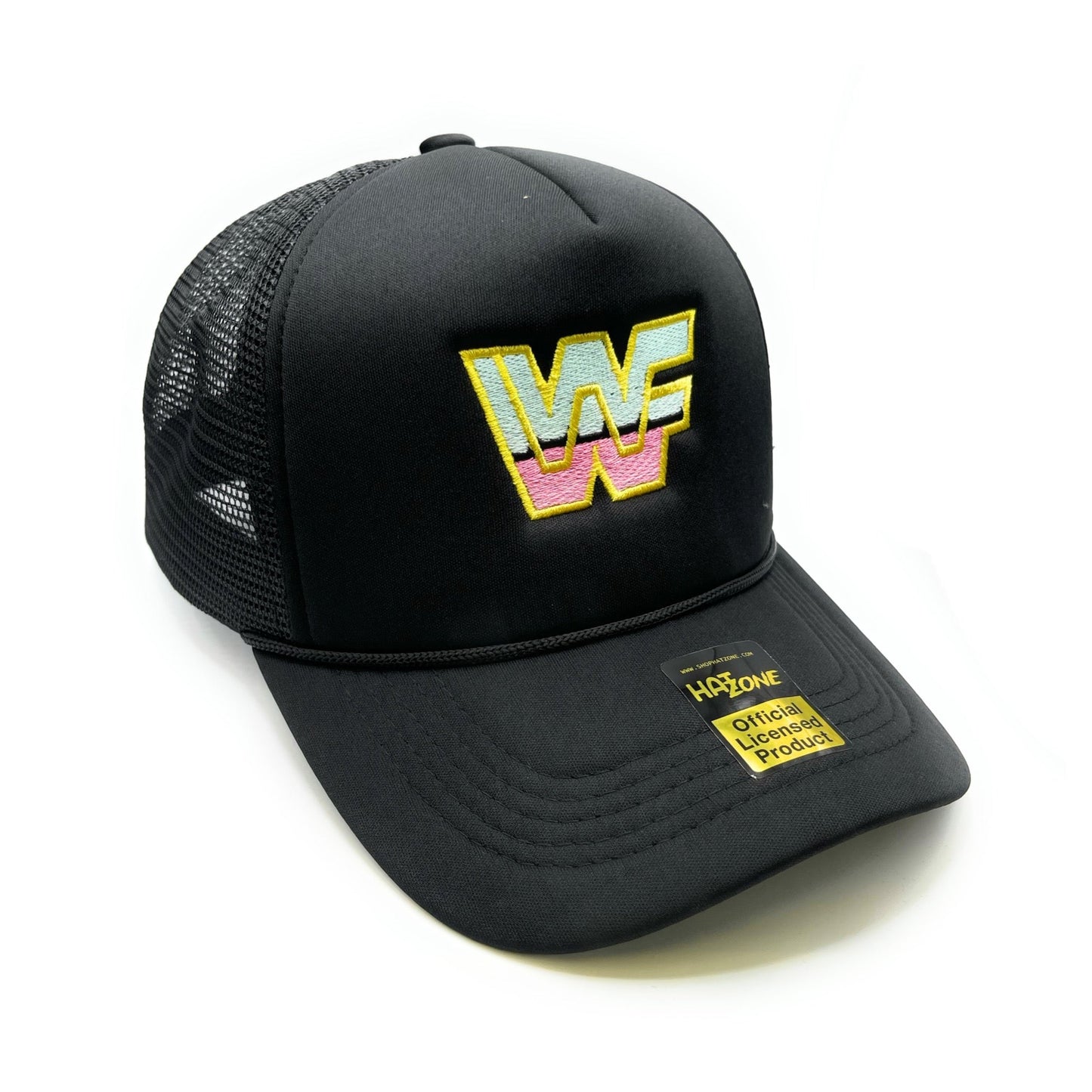 Retro 80s WWF Mesh Trucker Snapback (Black) - Hat Supreme