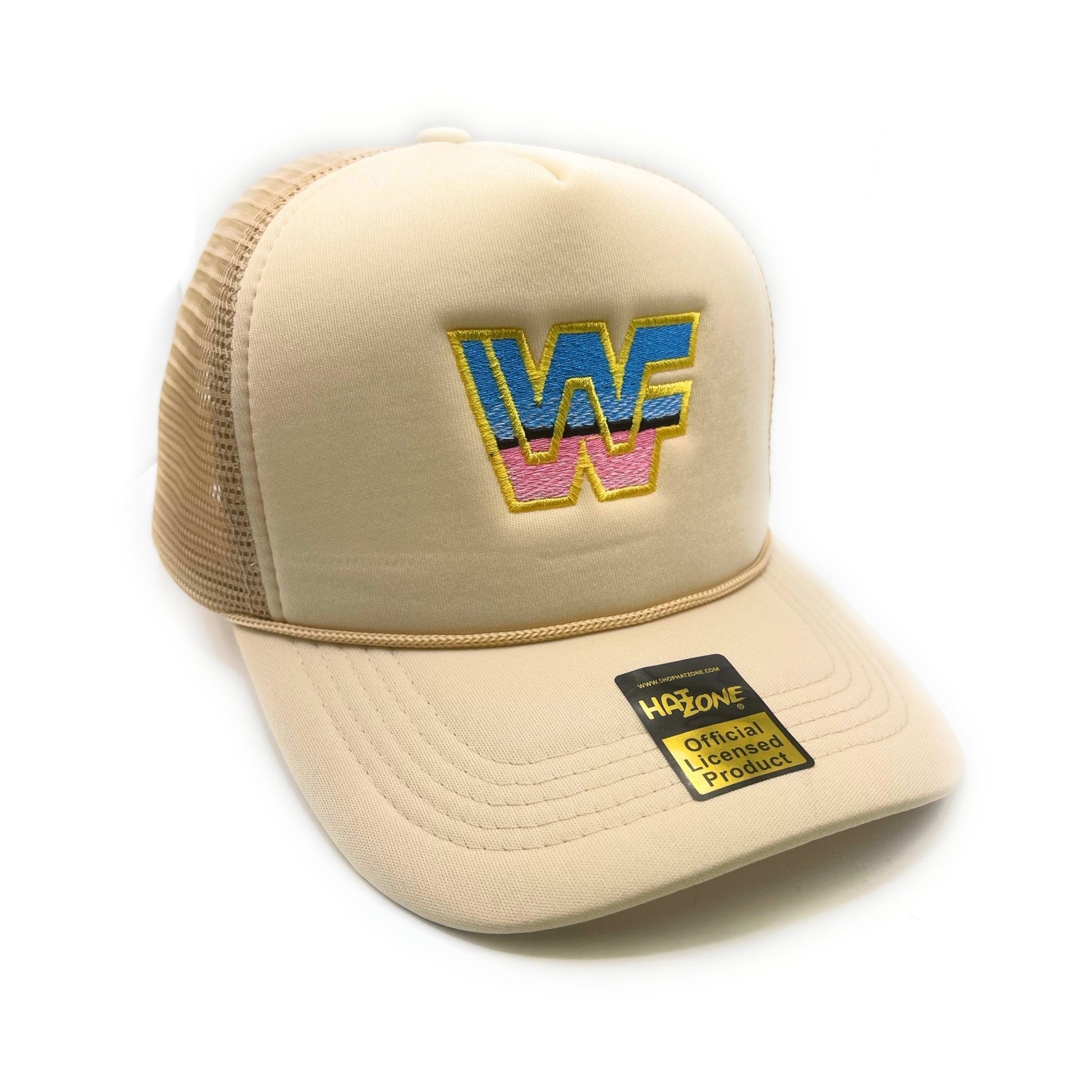 Retro 80s WWF Mesh Trucker Snapback (Khaki) - Hat Supreme
