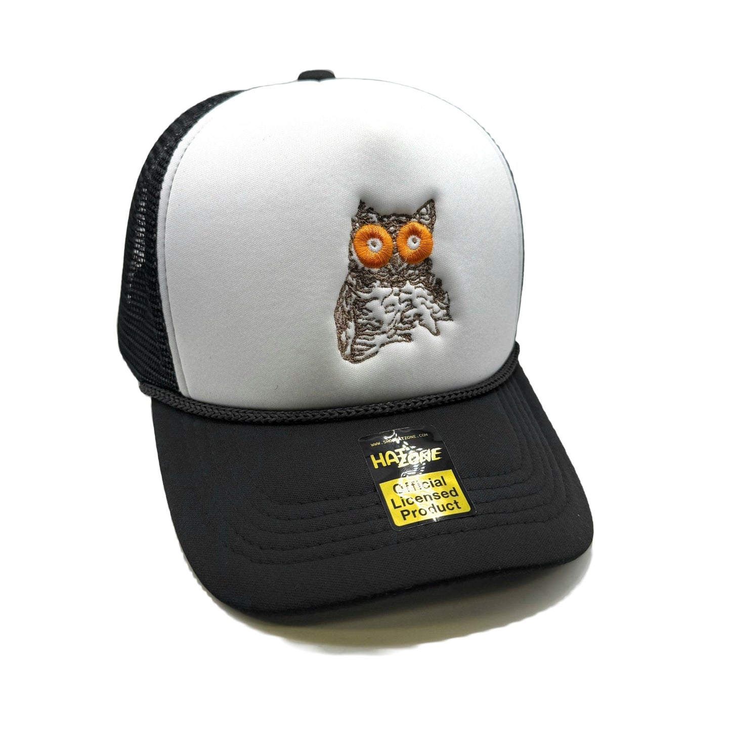 Retro Owl Mesh Trucker Snapback (White/Black) - Hat Supreme