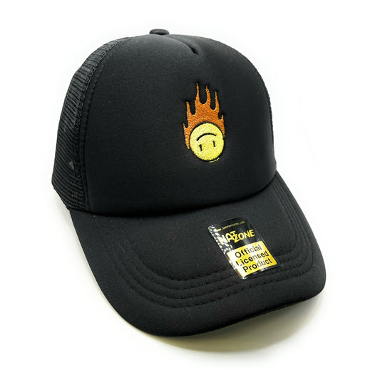 Smile Flame Mesh Trucker Snapback (Black) - Hat Supreme