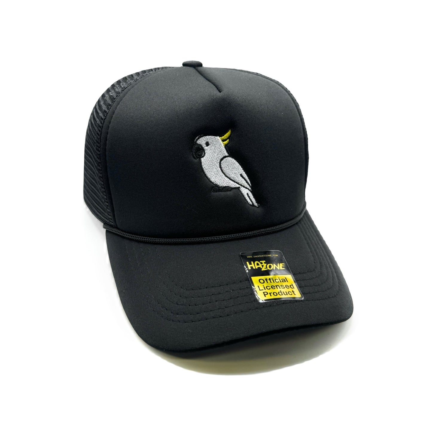 White Cockatoo Mesh Trucker Snapback (Black) - Hat Supreme
