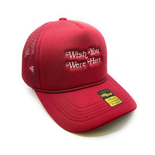 Wish You Were Here Mesh Trucker Snapback (Burgundy) - Hat Supreme