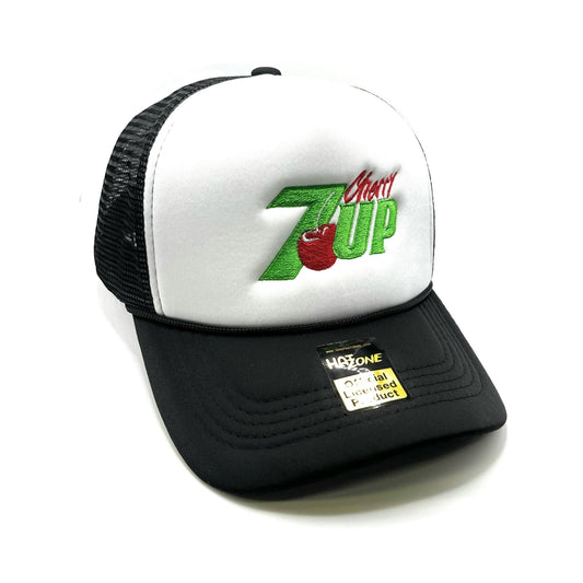 Cherry 7up Mesh Trucker Snapback (White/Black) - Hat Supreme