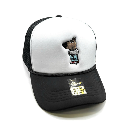 Chill Guy Mesh Trucker Snapback (White/Black) - Hat Supreme