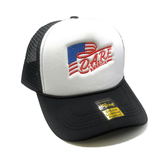 DARE America Mesh Trucker Snapback (White/Black) - Hat Supreme