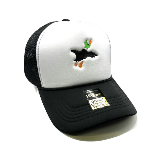 Duck Hunt Mesh Trucker Snapback (White/Black) - Hat Supreme