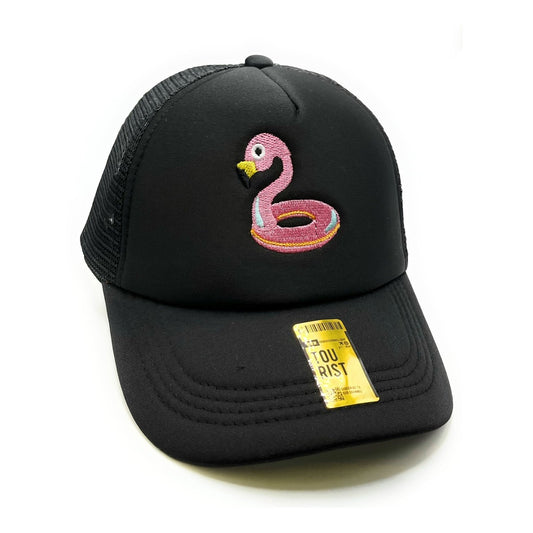 Flamingo Mesh Trucker Snapback (Black) - Hat Supreme