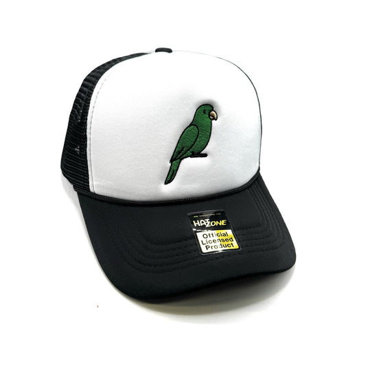 Green Parrot Mesh Trucker Snapback (White/Black) - Hat Supreme