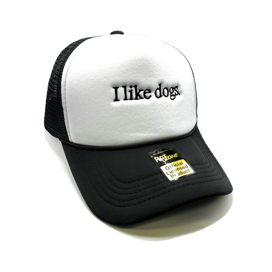 I Like Dogs Mesh Trucker Snapback (White/Black) - Hat Supreme