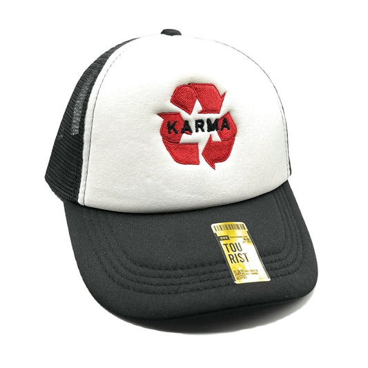 Karma Mesh Trucker Snapback (White/Black) - Hat Supreme