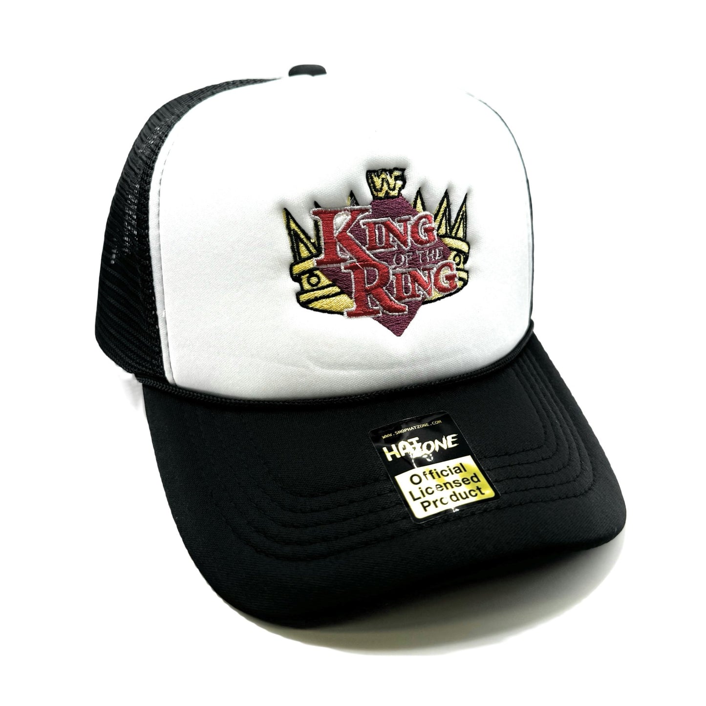 King of the Ring Mesh Trucker Snapback (White/Black) - Hat Supreme