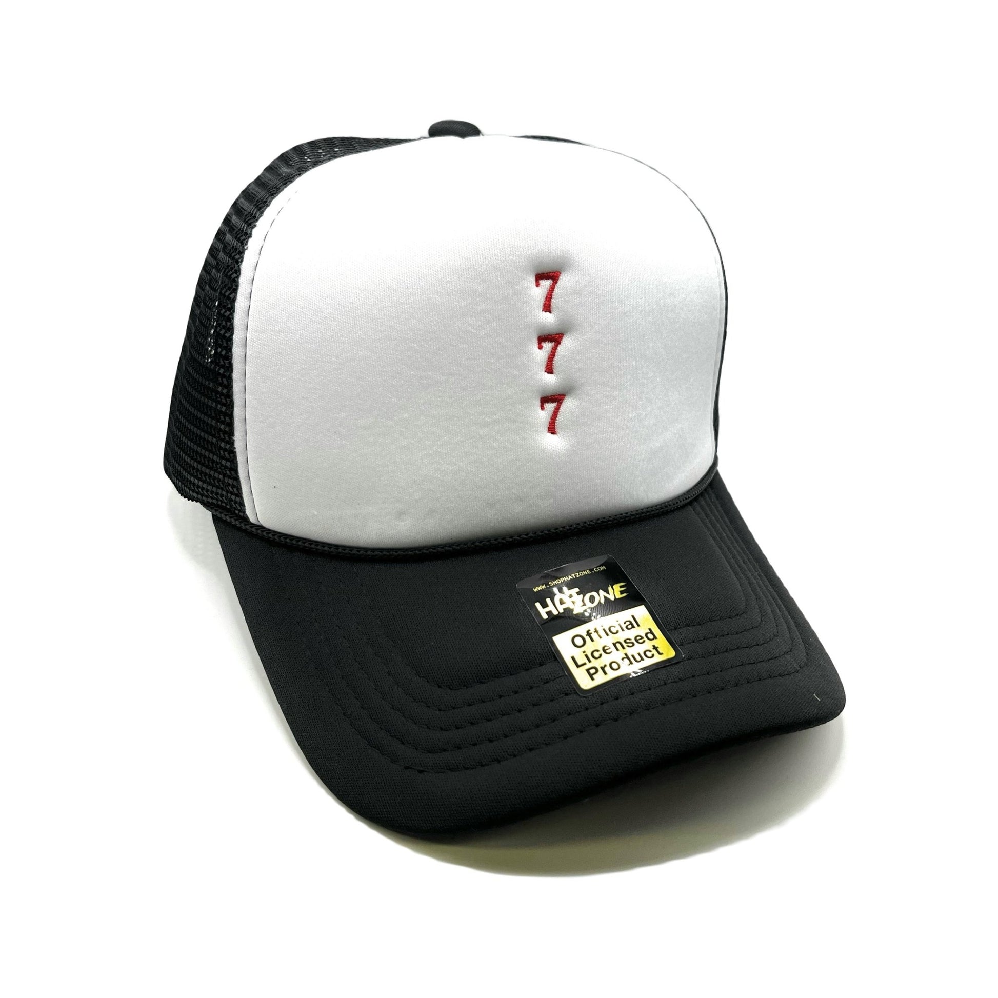 Lucky 7 7 7 Mesh Trucker Snapback (White/Black) - Hat Supreme