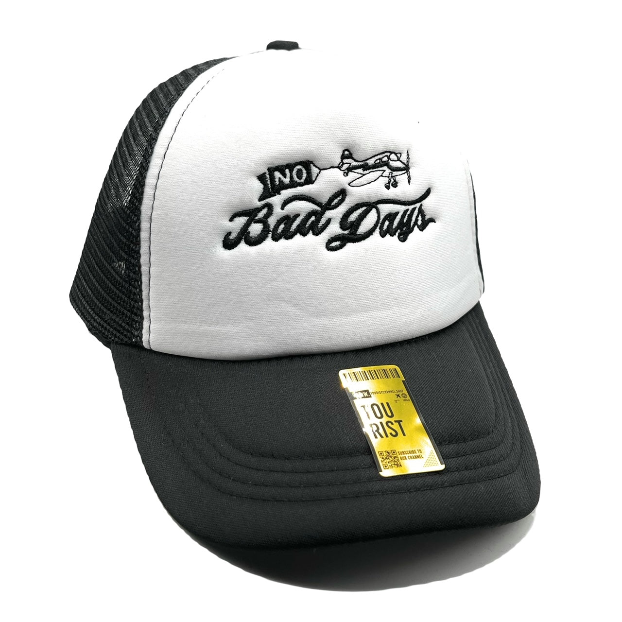 No Bad Days Mesh Trucker Snapback (White/Black) - Hat Supreme