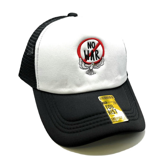 No War Mesh Trucker Snapback (White/Black) - Hat Supreme