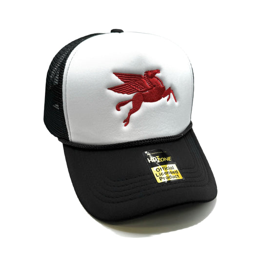 Pegasus Mesh Trucker Snapback (White/Black) - Hat Supreme