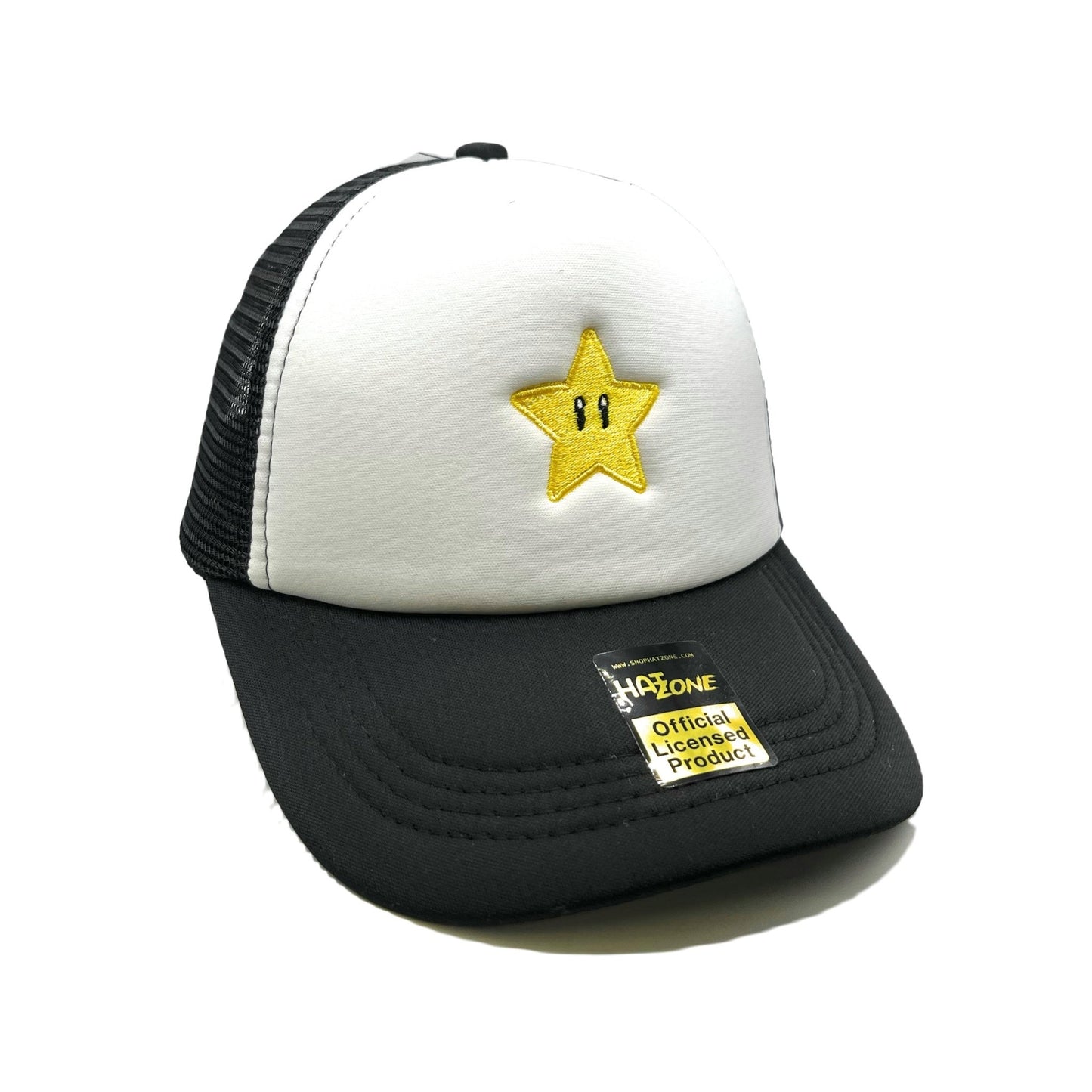 Power Up Star Mesh Trucker Snapback (White/Black) - Hat Supreme
