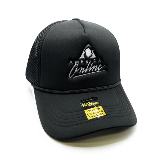 Retro AOL Mesh Trucker Snapback (Black) - Hat Supreme