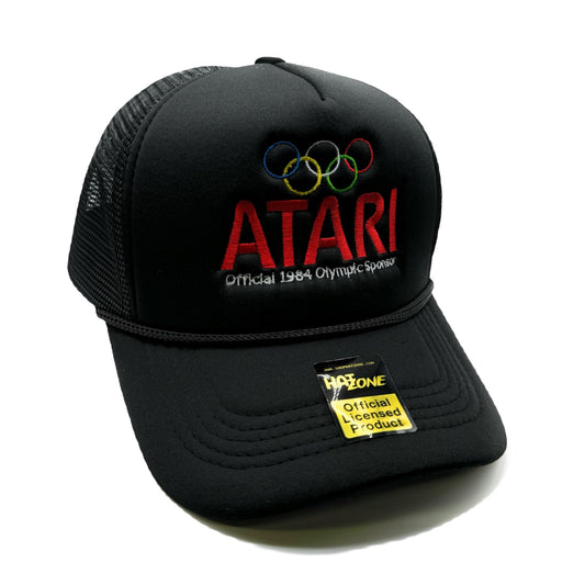 Retro Atari Games Sponsor Mesh Trucker Snapback (Black) - Hat Supreme