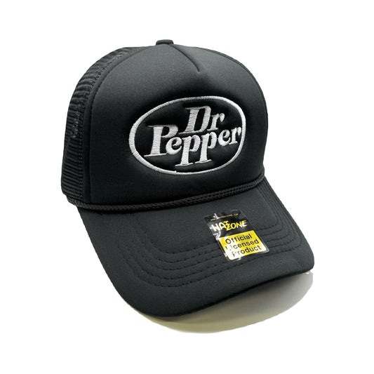 Retro Dr Pepper Mesh Trucker Snapback (Black) - Hat Supreme