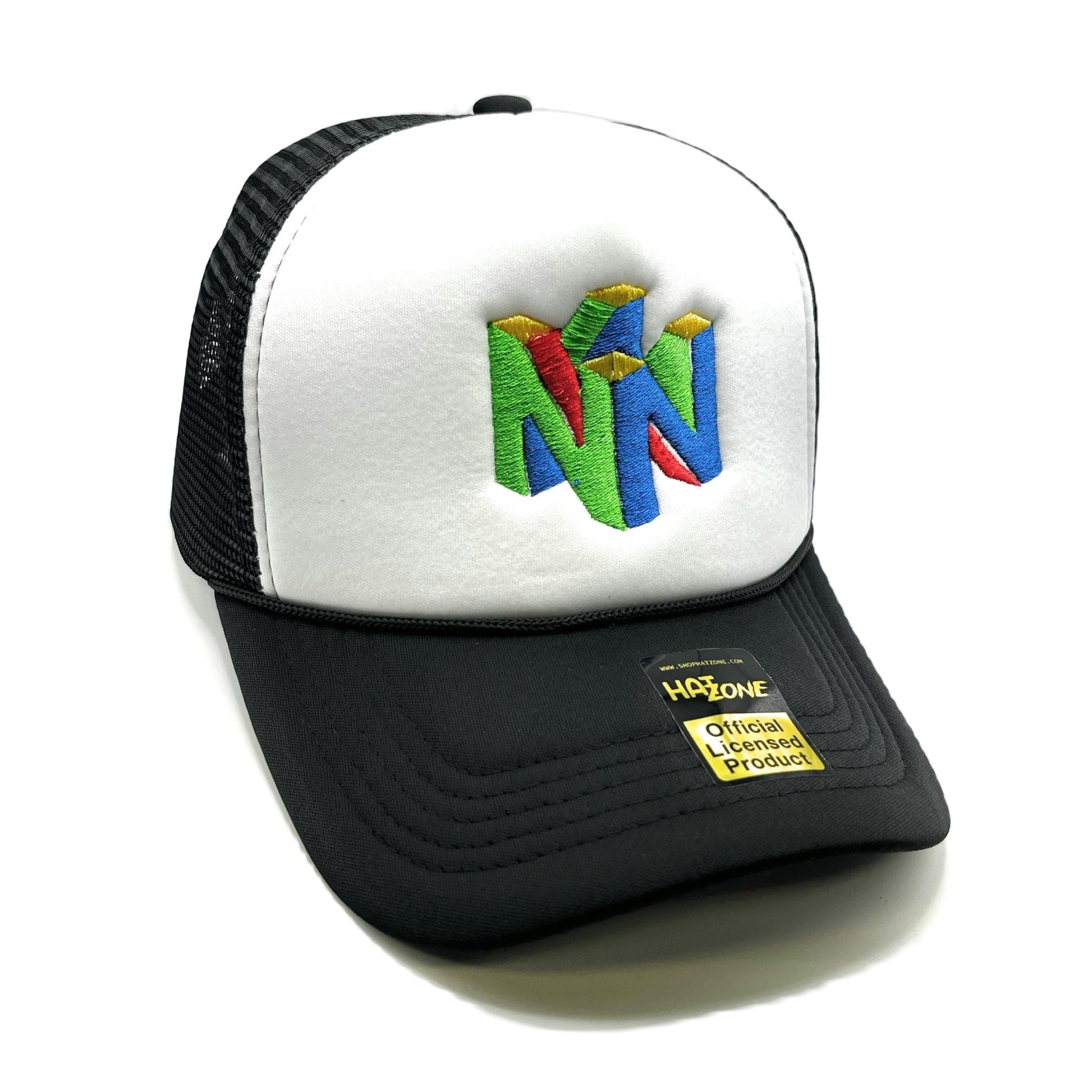 Retro N64 Mesh Trucker Snapback (White/Black) - Hat Supreme