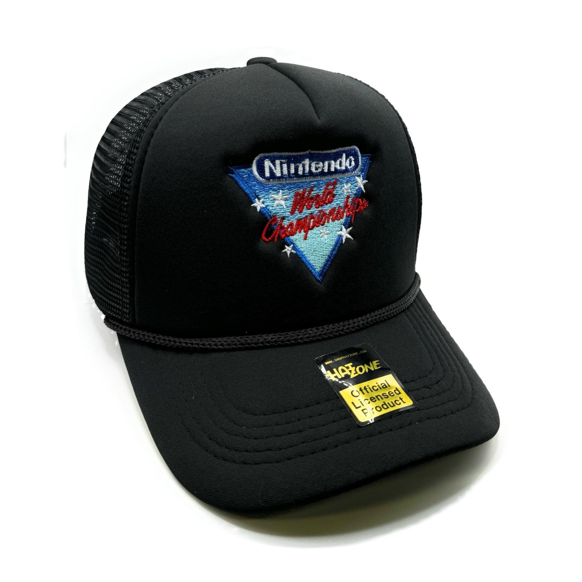 Retro NES World Champion Mesh Trucker Snapback (Black) - Hat Supreme