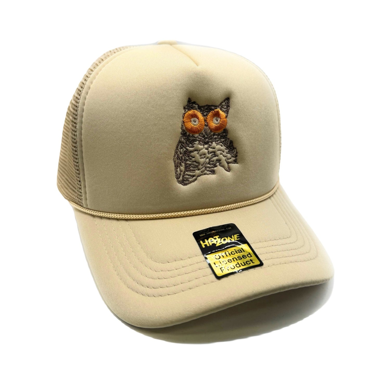 Retro Owl Mesh Trucker Snapback (Khaki) - Hat Supreme