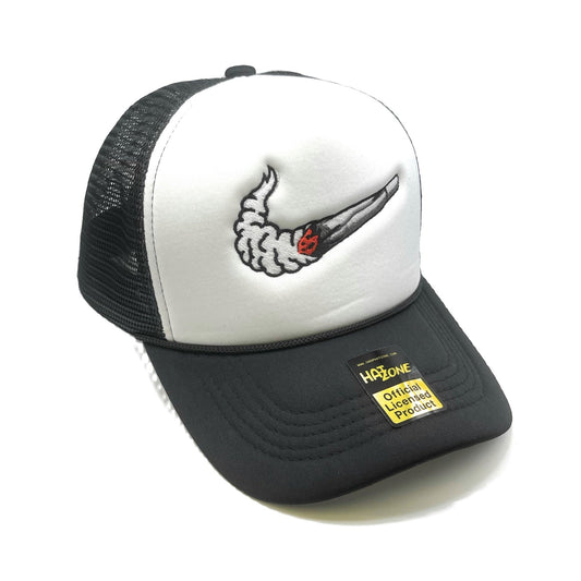 Smoke Mesh Trucker Snapback (White/Black) - Hat Supreme