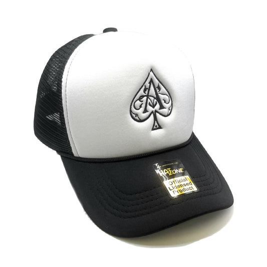 Spades Mesh Trucker Snapback (White/Black) - Hat Supreme