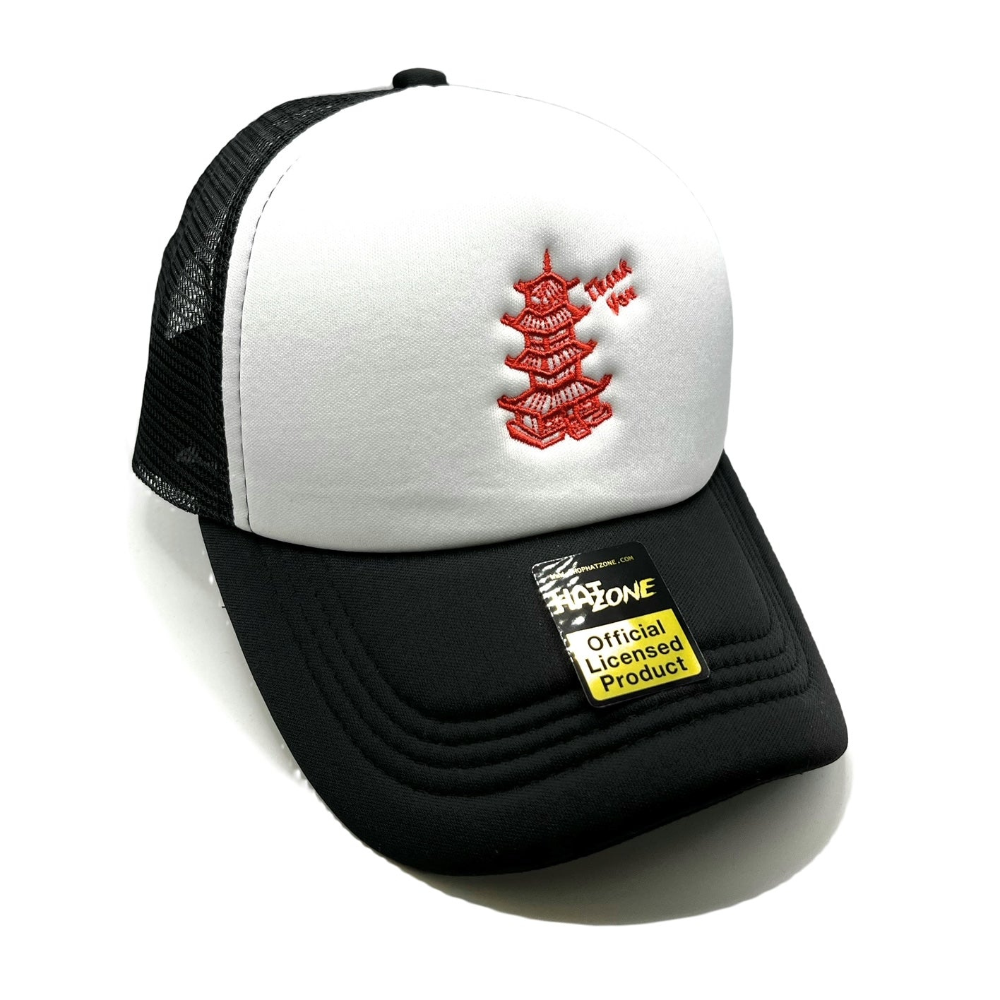 Take Out Thank You Box Mesh Trucker Snapback (White/Black) - Hat Supreme