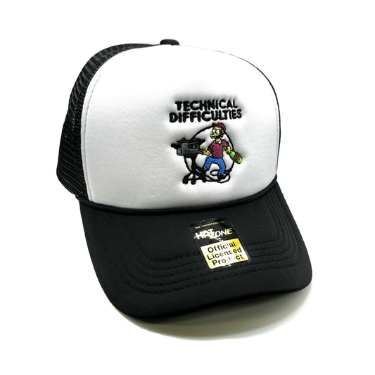 Technical Difficulties Mesh Trucker Snapback (White/Black) - Hat Supreme