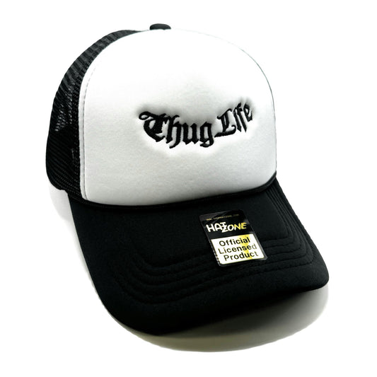 Thug Life Mesh Trucker Snapback (White/Black) - Hat Supreme